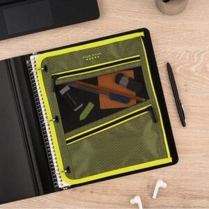 Five Star Large Pencil Pouch Olive/Citrus Size 11" x 9"